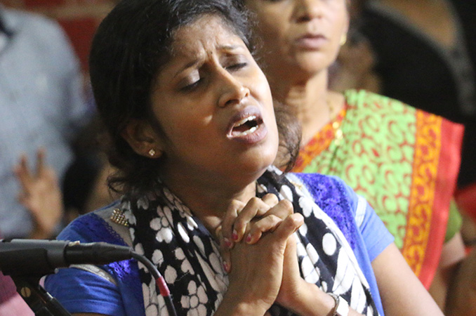 People thronged into the Night Vigil held at Prayer center by Grace Minstry in Mangalore here on Sep 2, 2017. Many received countless miracles, healing, and deliverance. 